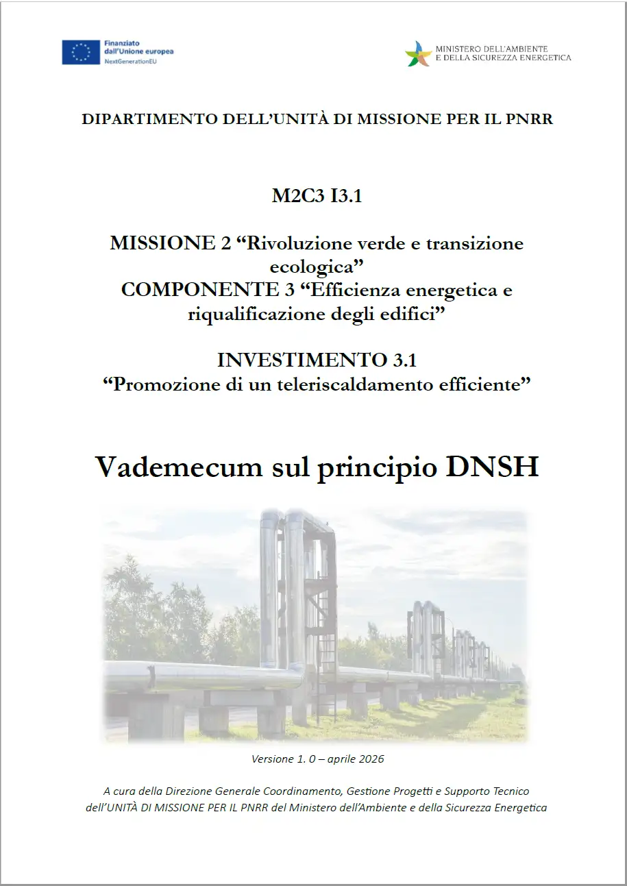 Vademecum principio DNSH: Promozione di un teleriscaldamento efficiente